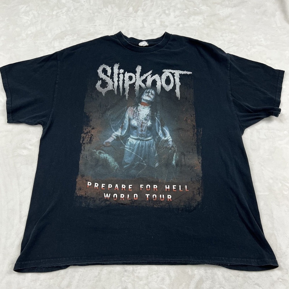 Gildan Slipknot T-Shirt Mens 2XL Black Prepare For Hell World Tour 2014 2015